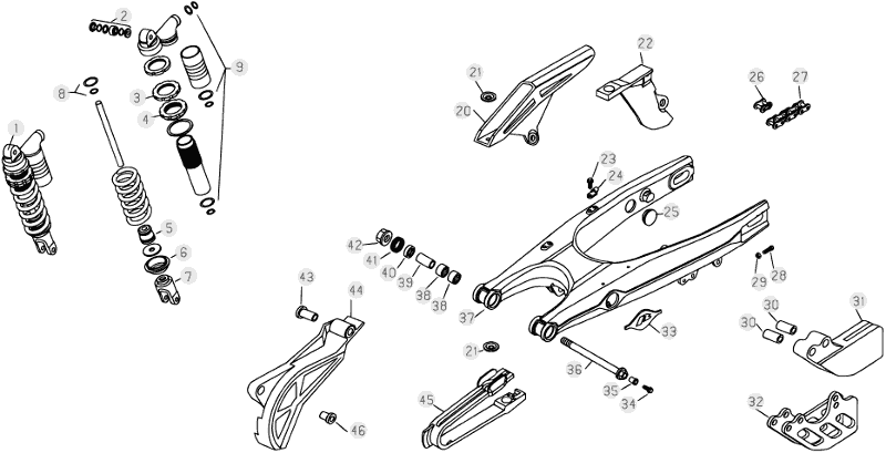 33 SWING ARM/REAR SUSPENSION